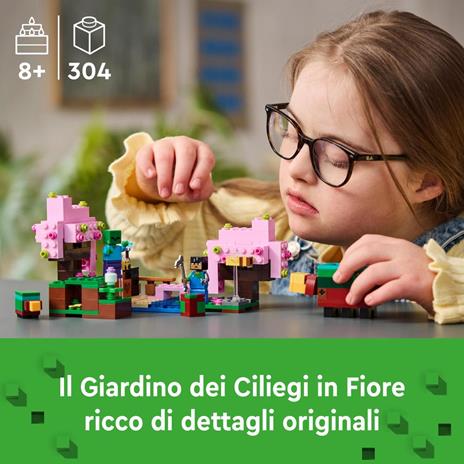 LEGO Minecraft 21260 Il Giardino del Ciliegio in Fiore, Modello di Bioma con 1 Personaggio e Animali, Giochi per Bambini 8+ - 2