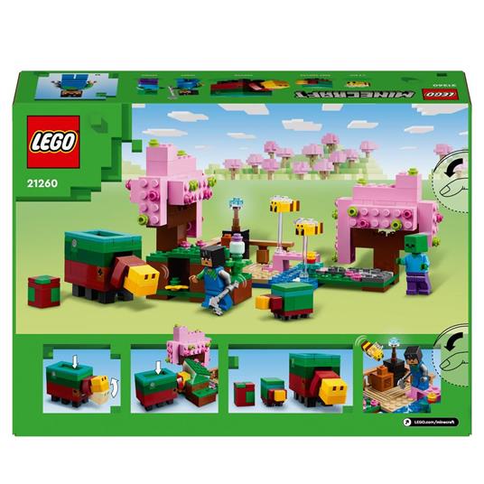 LEGO Minecraft 21260 Il Giardino del Ciliegio in Fiore, Modello di Bioma con 1 Personaggio e Animali, Giochi per Bambini 8+ - 9