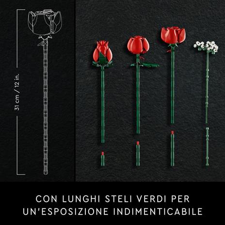 LEGO Icons 10328 Bouquet di Rose Set Fiori Finti per Adulti Decorazione Casa Idea Regalo per Lei o Lui Collezione Botanica - 5