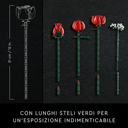 LEGO Icons 10328 Bouquet di Rose Set Fiori Finti per Adulti Decorazione Casa Idea Regalo per Lei o Lui Collezione Botanica - 5