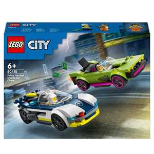 Giocattolo LEGO City 60415 Inseguimento della Macchina da Corsa, 2 Modellini di Auto della Polizia, Giocattolo per Bambini di 6+ Anni LEGO