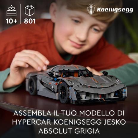 LEGO Technic 42173 Hypercar Koenigsegg Jesko Absolut Grigia, Modellino di Auto da Costruire, Macchina Giocattolo Bambini 10+ - 2