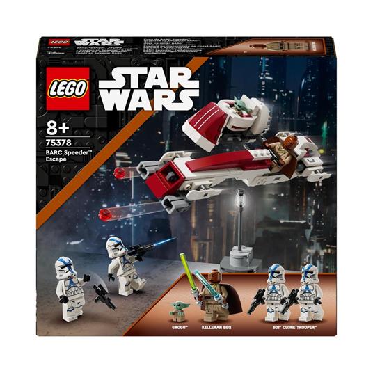 LEGO Star Wars 75378 La Fuga del BARC Speeder, Giocattolo dal Film The Mandalorian, Giochi Bambini 8+ con Grogu (Baby Yoda)