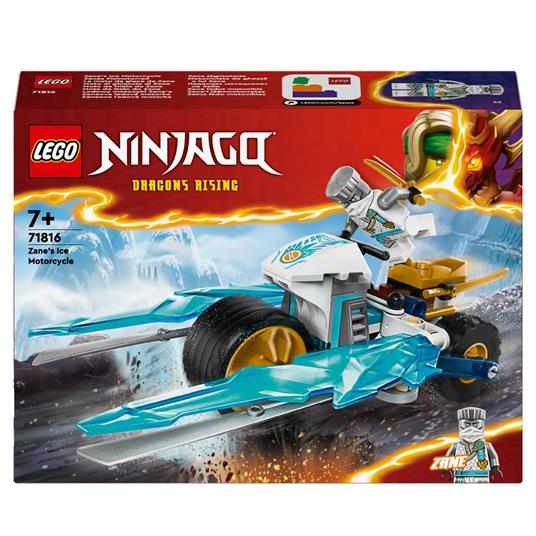 LEGO NINJAGO 71816 Moto di Ghiaccio di Zane, Veicolo Giocattolo da Costruire con 1 Minifigure, Gioco d'Azione per Bambini 7+