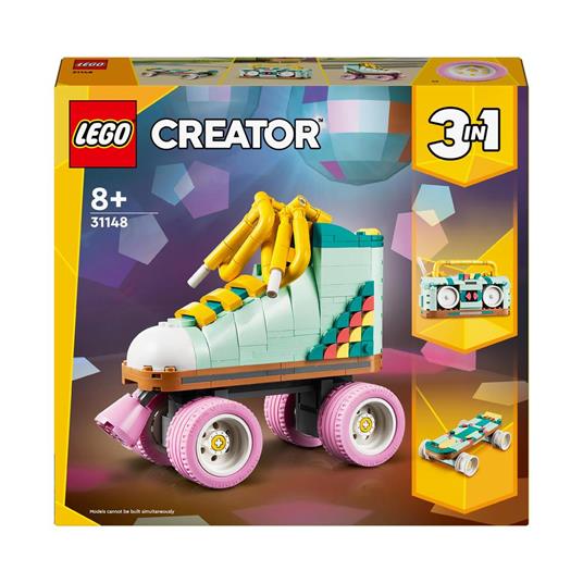 LEGO Creator 31148 3in1 Pattino a Rotelle Retrò Trasformabile in Mini  Skateboard o Radio Giocattolo, Giochi per Bambini 8+ - LEGO - Creator - Set  mattoncini - Giocattoli | IBS