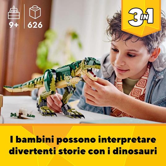 LEGO Creator 3 in 1 31151 T. Rex, Dinosauro Giocattolo Trasformabile in Triceratopo e Pterodattilo, Giochi per Bambini 9+ - 2