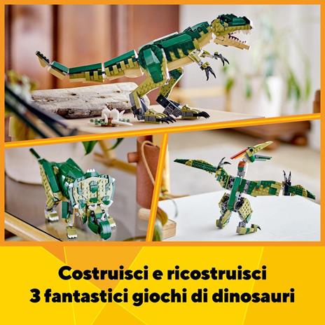 LEGO Creator 3 in 1 31151 T. Rex, Dinosauro Giocattolo Trasformabile in Triceratopo e Pterodattilo, Giochi per Bambini 9+ - 3