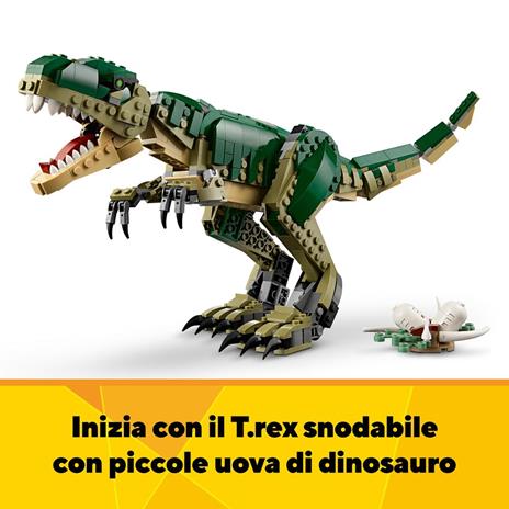 LEGO Creator 3 in 1 31151 T. Rex, Dinosauro Giocattolo Trasformabile in Triceratopo e Pterodattilo, Giochi per Bambini 9+ - 4