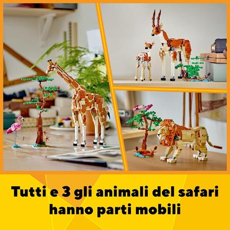 LEGO Creator 31150 3in1 Animali del Safari, Giocattolo Trasformabile da Giraffa in 2 Gazzelle o Leone , Giochi per Bambini 9+ - 4