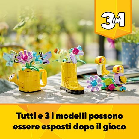 LEGO Creator 31149 3in1 Innaffiatoio con Fiori Finti Trasformabile in Stivale o in 2 Uccelli con Trespolo - 5