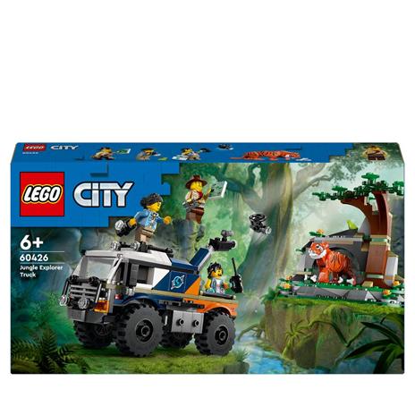 LEGO City 60426 Fuoristrada dell'Esploratore della Giungla, Camion Giocattolo con Minifigure e Tigre, Giochi per Bambini 6+