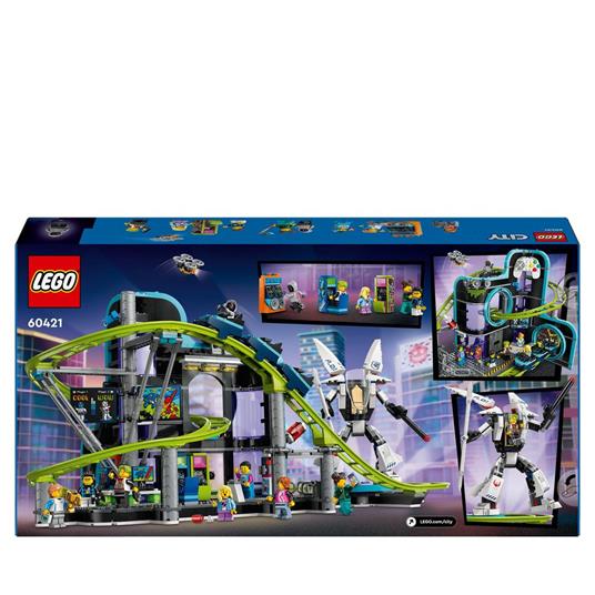 LEGO City 60421 Montagne Russe di Robot World, Parco Giochi per Bambini 8+ Anni da Costruire con Mech Giocattolo Snodabile - 9