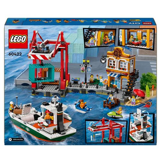 LEGO City 60422 Porto e Nave Merci, Giochi per Bambini 8+ con Barca Giocattolo, Gru Funzionante, Moto d'Acqua e 8 Minifigure - 9