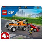 LEGO City 60435 Autogrù e Officina Auto Sportive Giocattolo, Giochi da Meccanico Bambini 4+ con Camion e Macchina da Costruire