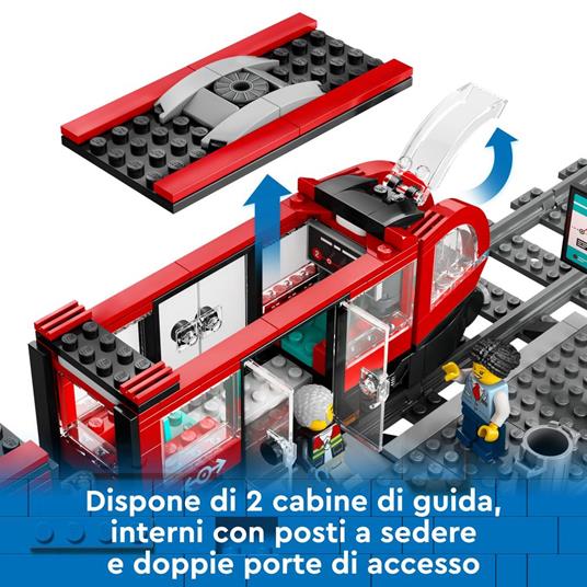 LEGO City 60423 Tram e Fermata del Tram, Treno Giocattolo da Costruire con Stazione e Vagoni Ferroviari, Giochi per Bambini 7+ - 3