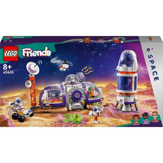 LEGO Friends 42605 la Base Spaziale su Marte e Razzo, Giochi per Bambini di 8+ Anni con 4 Mini Bamboline, Rover e Accessori