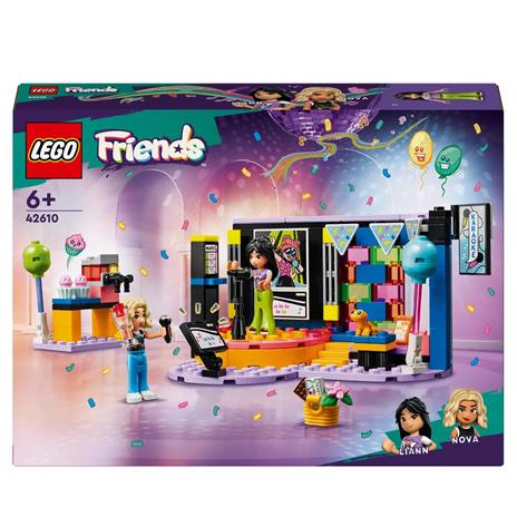 LEGO Friends 42610 Karaoke Party Giochi Musicali per Bambini di 6+ Anni con Palco Girevole e 2 Mini Bamboline di Liann e Nova