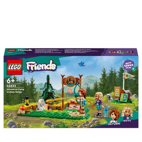 LEGO Friends 42622 Tiro con l'Arco al Campo Avventure, Giochi Sportivi per Bambini 6+ con Frecce Giocattolo e 2 Mini Bamboline