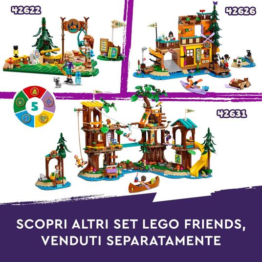 LEGO Friends 42624 Cabine Relax al Campo Avventure, Giochi Educativi per Bambini 7+ Anni, Campeggio Giocattolo da Costruire - 6