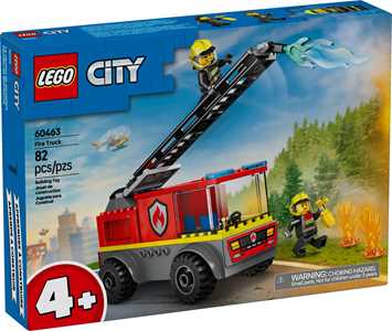 Giocattolo LEGO City 60463 Autopompa con Scala, Camion Giocattolo dei Pompieri con 2 Minifigure, Giochi Educativi per Bambini da 4 Anni LEGO