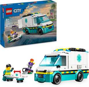 Giocattolo LEGO City 60451 Ambulanza di Emergenza Giocattolo con 2 Minifigure, Giochi Educativi Bambini 5+, Regalo per l'Apprendimento LEGO