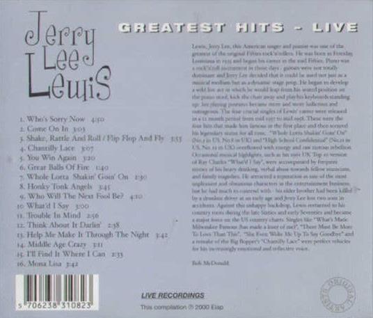 Greates Hits Live - CD Audio di Jerry Lee Lewis - 2
