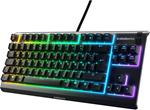 SteelSeries Apex 3 TKL - RGB Tastiera da Gaming - Fattore di Forma Compatto Senza tastierino numerico studiato per Gli Esport - Illuminazione RGB a 8 Zone - Layout Tedesco QWERTZ