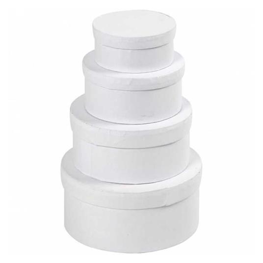 4 scatole rotonde di cartone bianco da 4 x 8 a 7 x 14 cm - Creotime - Idee  regalo | IBS