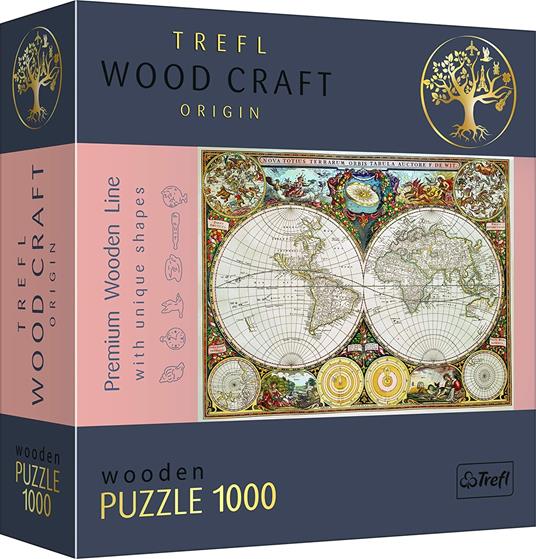 Puzzle da 1000 Pezzi Woodcraft - Antica Mappa del Mondo - 3