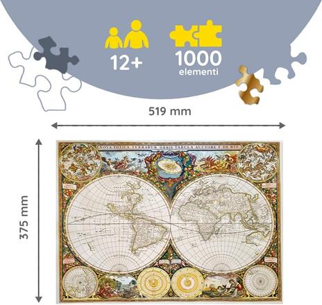 Puzzle da 1000 Pezzi Woodcraft - Antica Mappa del Mondo - 4