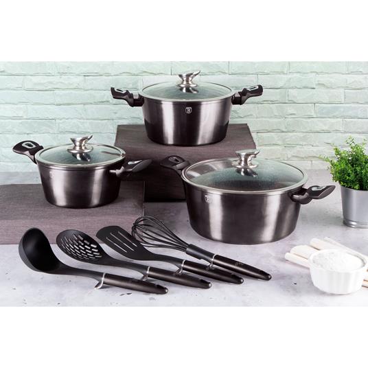 Berlinger Haus Carbon Pro Set di Pentole Induzione 10-Piece Alluminio  Antiaderente 3 Casseruoli 3 Coperchi Grigio - Berlinger Haus - Idee regalo