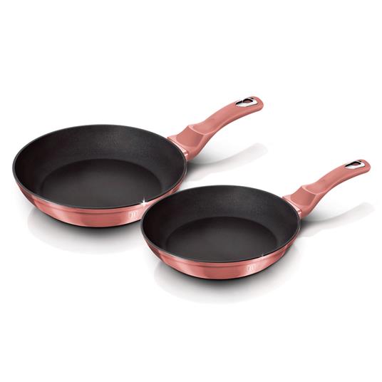 Berlinger Haus I-Rose Set di 2 Padelle  Induzione 22-26 cm in Alluminio Forgiato Antiaderente Titanio  Rosa