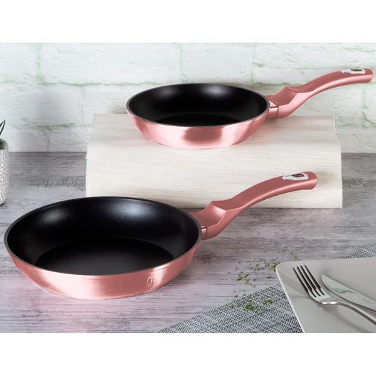 Berlinger Haus I-Rose Set di 2 Padelle  Induzione 22-26 cm in Alluminio Forgiato Antiaderente Titanio  Rosa - 2