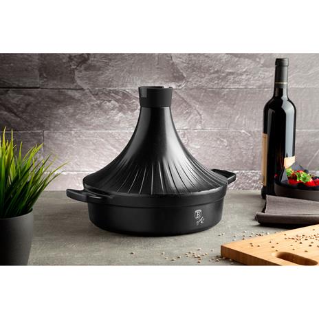 Berlinger Haus Granit Diamond Tajine Marocchino in Ghisa 28cm Induzione, Antiaderente, Coperchio in Ceramica  Nero - 2