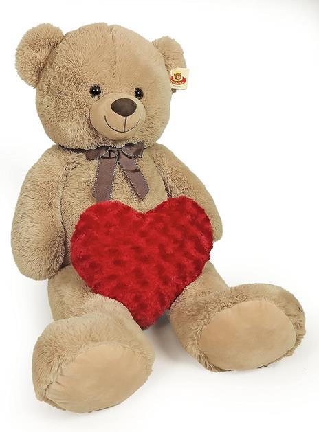 Orso Peluche Gigante 100 cm Orso Peluche gigante San Valentino Orso Peluche Gigante Con Cuore Altissima Qualita' Modelli Assortiti (Bruno)