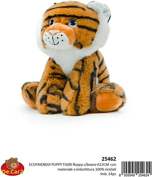 Peluche Giocattolo Morbido e Coccoloso per Bambini Collezione Animali Safari e Animali Marini Peluche, Perfetto per i Bambini Ecofriendly (Tigre Peluche) - 2