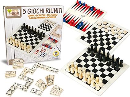 Dama Scacchi Domino Gioco 5 in 1 da Bambini Tavolo di 5 Anni Giochi Edizione Italiana Giocattoli Giocatori Famiglia Games Famiglie Versione