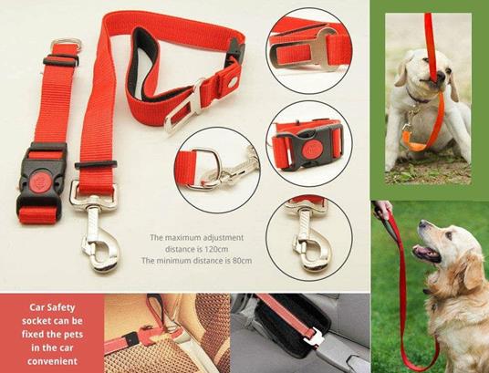 Guinzaglio Cintura Di Sicurezza Per Cani Cane + Collare Regolabile X Sedile  Auto - Trade Shop TRAESIO - Idee regalo | IBS