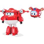 SUPER WINGS - JETT SUPERCHARGE TRASFORMANTE + FIGURA SUPER MINI JETT - Figura Robot Aereo Giocattolo Trasformabile 12cm - Giocattolo 3 anni +