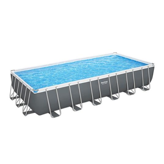 Bestway Piscina Rettangolare Power Steel Grigio Scuro 56475 - 732x366x132cm con Filtro a Sabbia