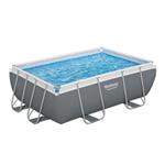 Bestway Piscina Rettangolare Power Steel 56629 Grigio Scuro - 282x196x84cm Filtro a Cartuccia