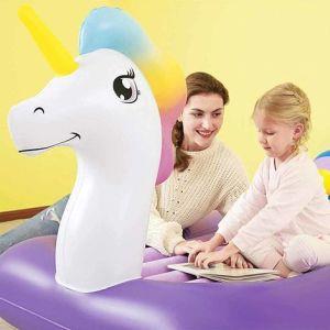 Lettino Materasso Gonfiabile Forma Unicorno per Bambini Materassino 196x104x84cm - 2