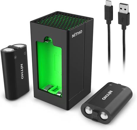 Nitho Xbox Series X/S Xbox One X/S Dual Charger Box, Dual Rechargeable Battery Packs for Xbox Controllers, Black