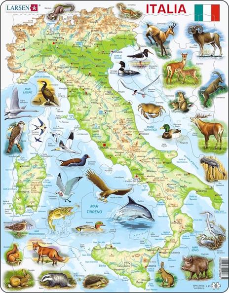 Puzzle per Bambini CARTINA DELL'ITALIA cm 36x28 (65 pezzi). Larsen. - 2