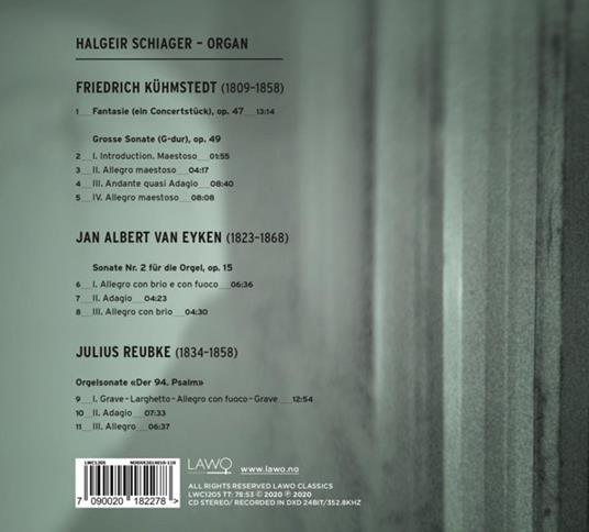 Kuemstedt, Van Eyken, Reubke For Organ - CD Audio di Halgeir Schiager - 2