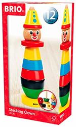 BRIO - Clown da Impilare, Set di Mattoncini in Legno con Base, Kit di Costruzioni, 9 pezzi, Età 12+ Mesi