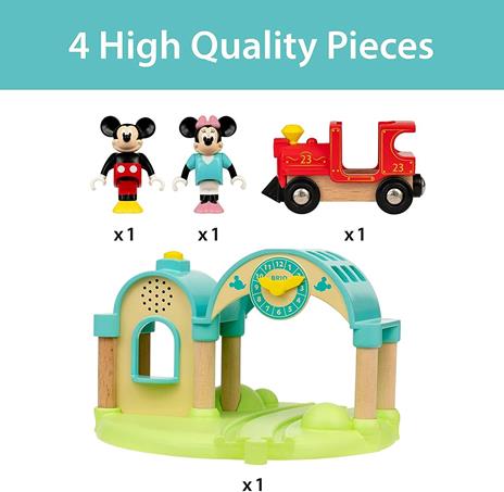 BRIO - Disney Stazione Registra e Ascolta Topolino e Minnie, Accessori Pista Trenino BRIO, 4 Pezzi, Età 3+ Anni - 3