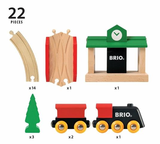 BRIO - Set Ferrovia Classico, Pista Trenino con Accessori, 22 Pezzi, Età 24+ Mesi - 16