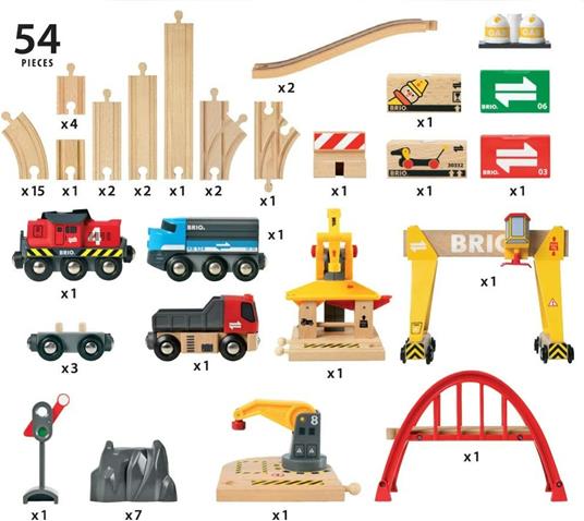 BRIO WORLD - Set Ferrovia Deluxe Trasporto Merci, Pista Trenino con Accessori, 54 pezzi, Età 3+ Anni - 4