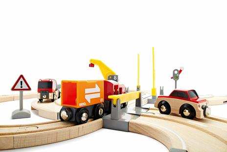 BRIO WORLD - Set Ferrovia Gru e Strada, Pista Trenino con Accessori, 26 pezzi, Età 3+ Anni - 14